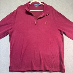 Polo Ralph‎ Lauren Men's Burgundy Quarter Zip Flesh Pony Pullover Shirt Size XLh